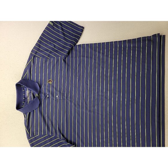Men's XXL Navy Green Stripe Performance Seminole Golf Club Polo "Barracuda Cup" - Picture 7 of 12